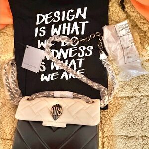 Kurt Geiger Two-Tone Quilted Crossbody — Cream and Black Bag NWT RARE